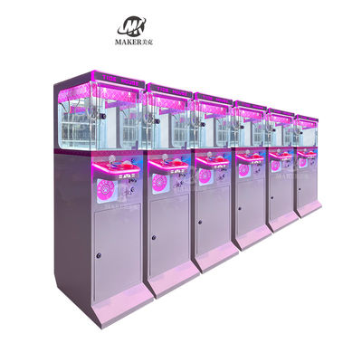 Single Player Tempering Glass Arcade Claw Crane Machine Pink Color